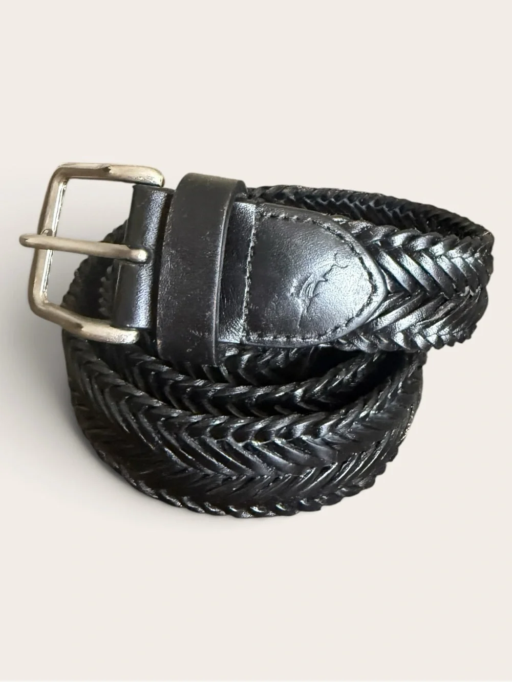 Tommy Bahama | Women’s Black Braided Leather Stretch Belt w/ Marlin Logo